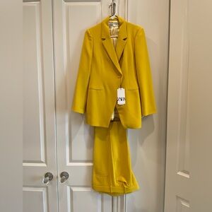 Zara Mustard Yellow Blazer with pants set